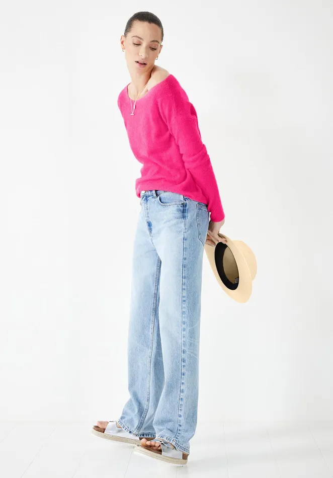 Tops and TShirts Women Hush OffTheShoulder Knitted Top Shocking Pink