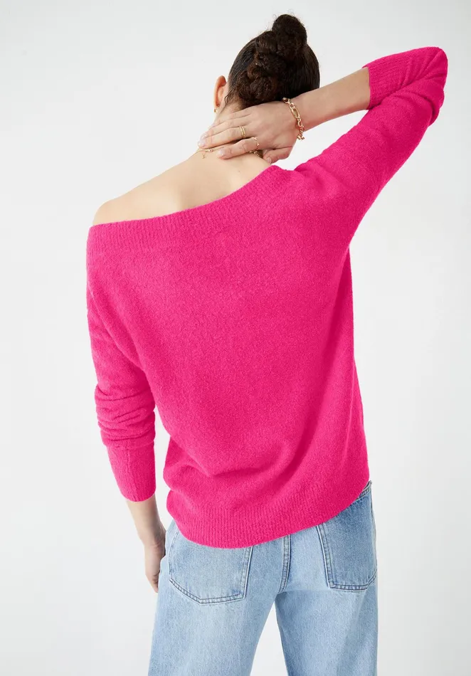 Tops and TShirts Women Hush OffTheShoulder Knitted Top Shocking Pink