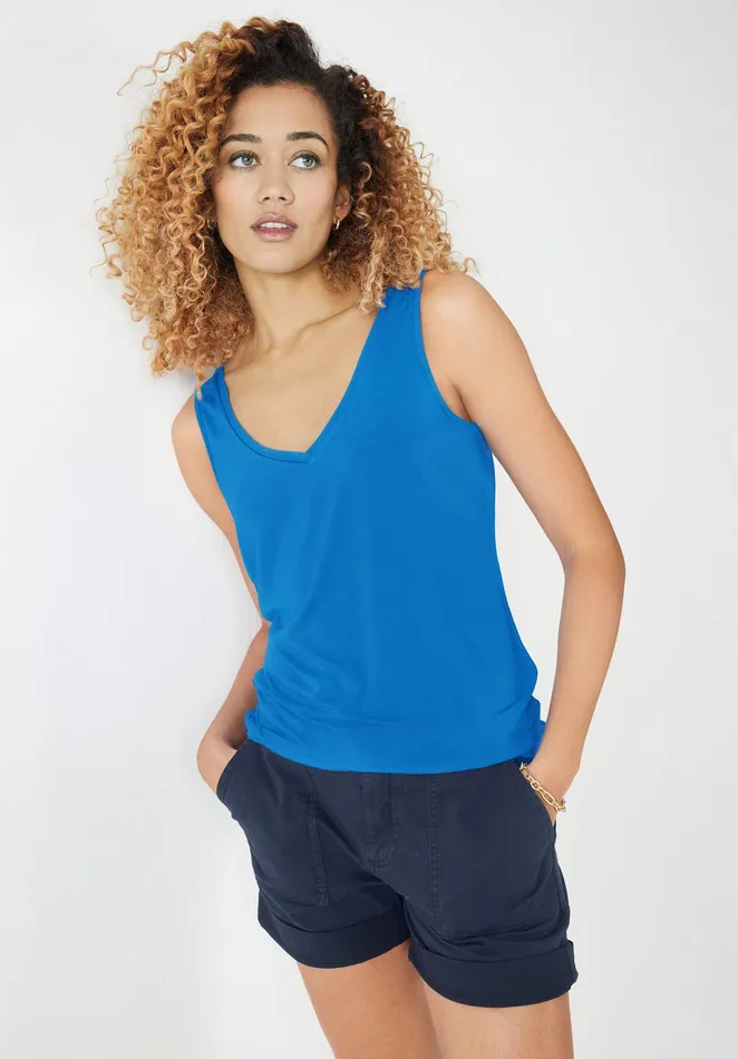 Tops and TShirts Women Hush Sally VNeck Jersey Vest Top Marine Blue