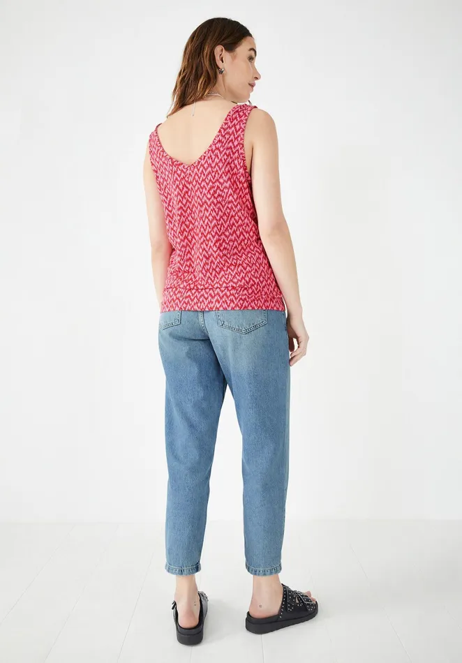 Tops and TShirts Women Hush Sally VNeck Jersey Vest Zig Zag Pink Red