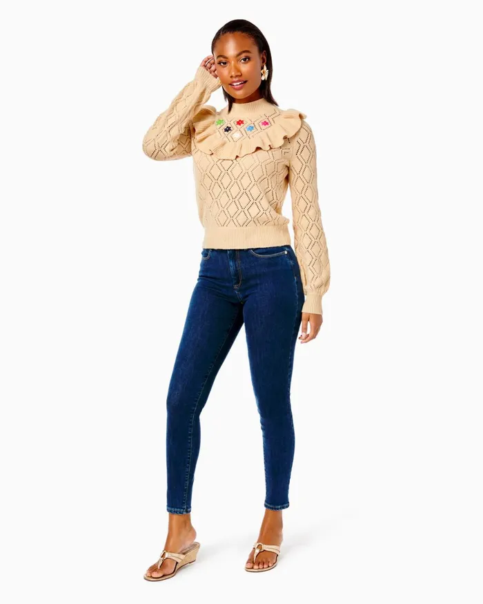 Tops Women Lilly Pulitzer Bereda Sweater Heathered Sand Bar