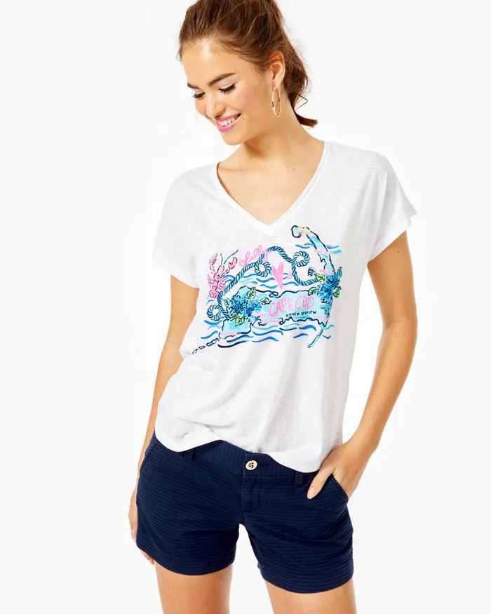Tops Women Lilly Pulitzer Colie Graphic Tee Bali Blue Lilly Loves Cape Cod Graphic Tops Women Lilly Pulitzer Colie Graphic Tee Bali Blue Lilly Loves Cape Cod Graphic