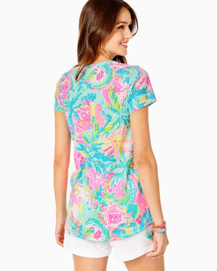 Tops Women Lilly Pulitzer Etta VNeck Top Multi Sunshine State Of Mind