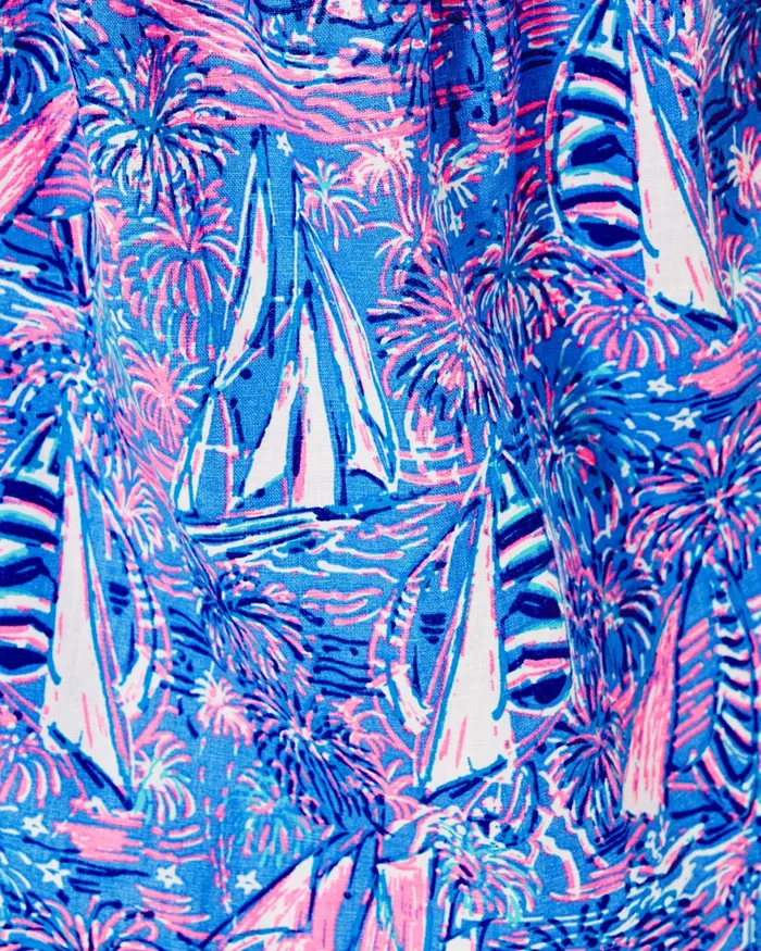 Tops Women Lilly Pulitzer Keating Short Sleeve Linen Top Boca Blue Its A Sailabration Tops Women Lilly Pulitzer Keating Short Sleeve Linen Top Boca Blue Its A Sailabration