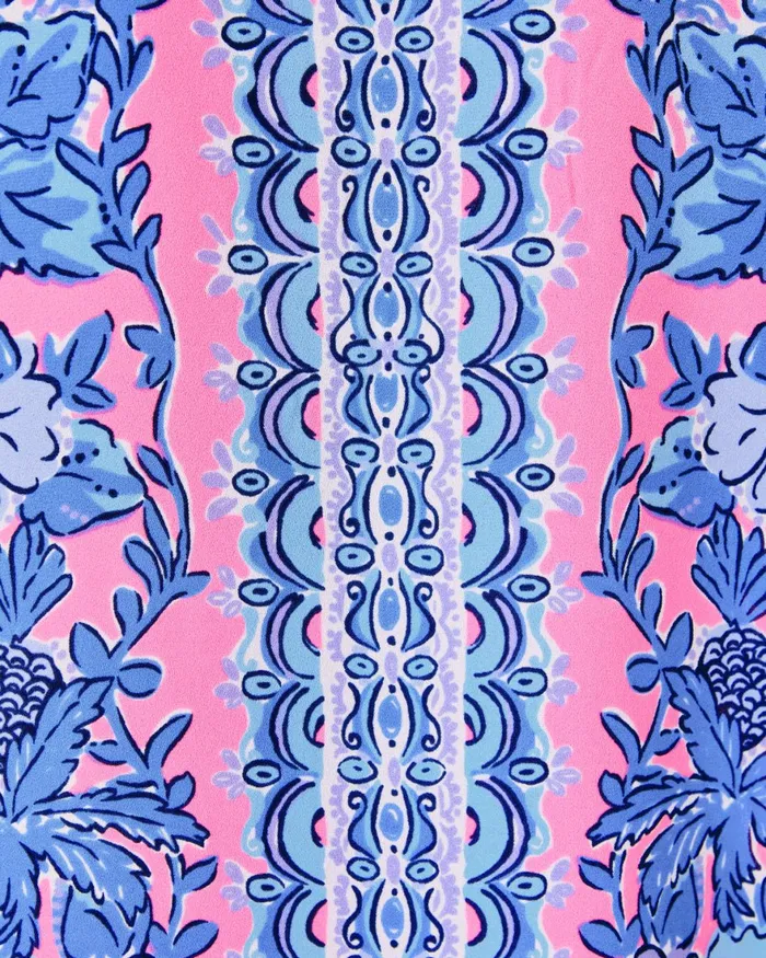 Tops Women Lilly Pulitzer Pamala Lileeze Top Soleil Pink Palm Paradise Engineered Woven Top