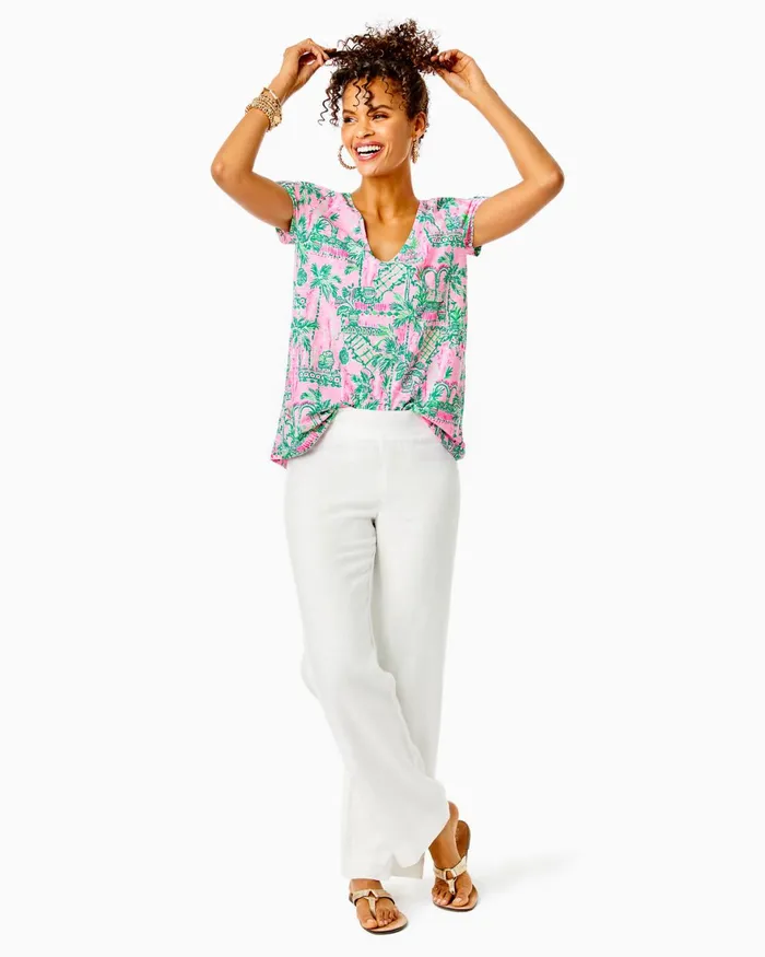 Tops Women Lilly Pulitzer Sea View Linen Button Down Top Pistachio Green Tops Women Lilly Pulitzer Sea View Linen Button Down Top Pistachio Green