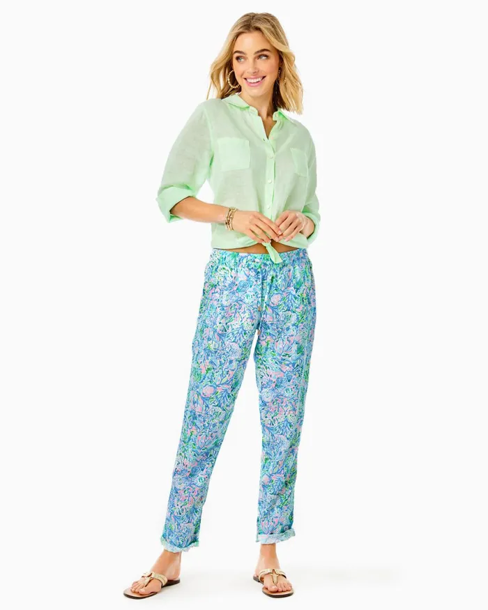 Tops Women Lilly Pulitzer Sea View Linen Button Down Top Pistachio Green Tops Women Lilly Pulitzer Sea View Linen Button Down Top Pistachio Green