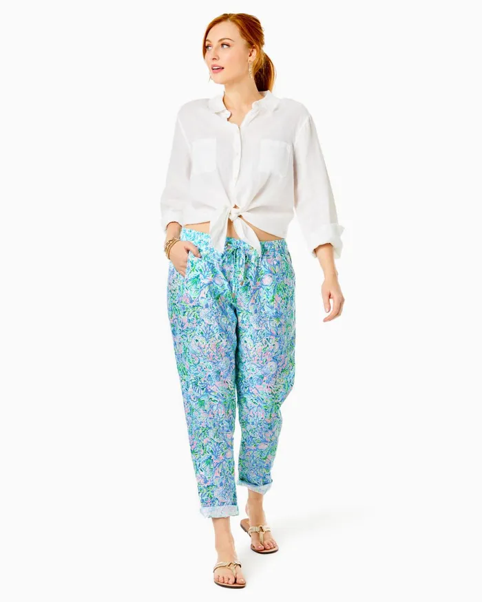 Tops Women Lilly Pulitzer Sea View Linen Button Down Top Pistachio Green Tops Women Lilly Pulitzer Sea View Linen Button Down Top Pistachio Green