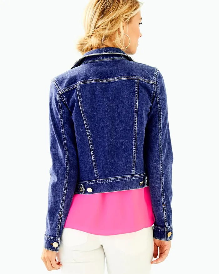 Tops Women Lilly Pulitzer Seaspray Denim Jacket Via Marila Wash