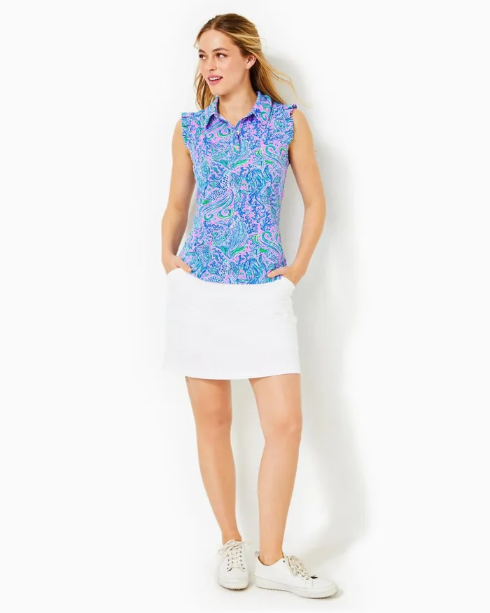 Tops Women Lilly Pulitzer UPF 50 Luxletic Frida Sleeveless Ruffle Polo Top Lilac Rose We Mermaid It Tops Women Lilly Pulitzer UPF 50 Luxletic Frida Sleeveless Ruffle Polo Top Lilac Rose We Mermaid It