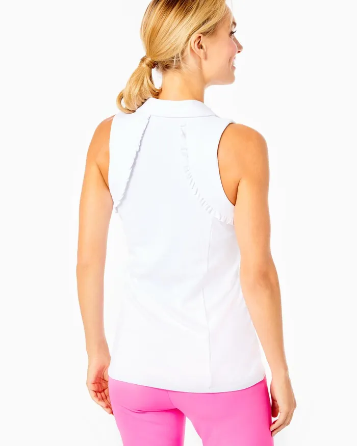Tops Women Lilly Pulitzer UPF 50 Luxletic Martina Polo Top Resort White