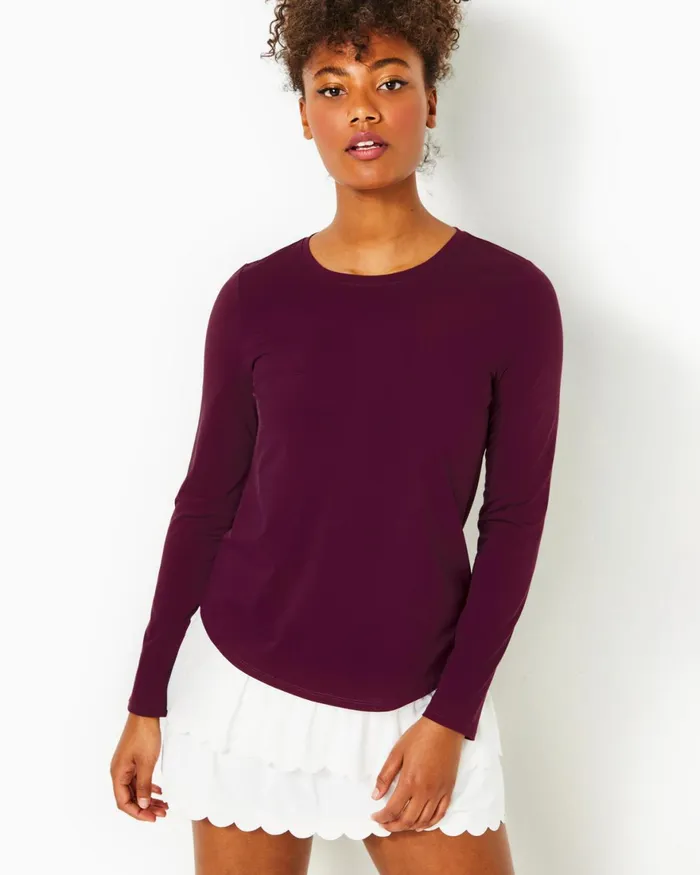 Tops Women Lilly Pulitzer UPF 50 Luxletic Westley Long Sleeve Tee Amarena Cherry