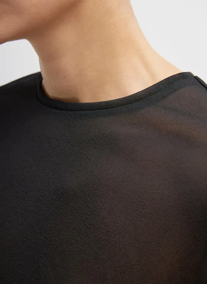 Tops Women Tibi Sheer Gauze Easy TShirt