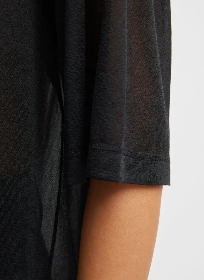 Tops Women Tibi Sheer Gauze Easy TShirt