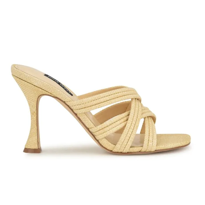 Tracee Heeled Slide Sandals Natural Women Nine West Heels