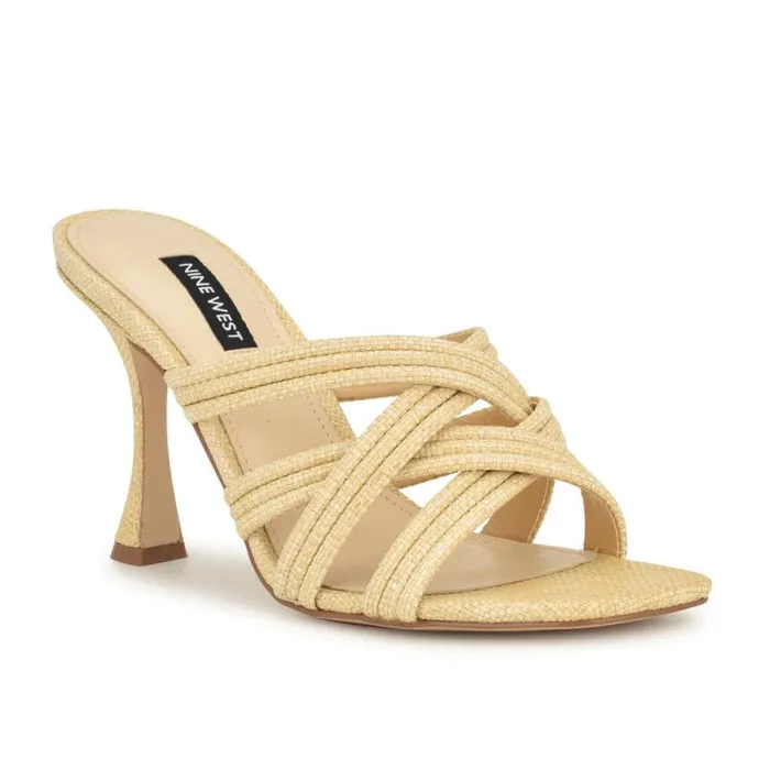 Tracee Heeled Slide Sandals Natural Women Nine West Heels