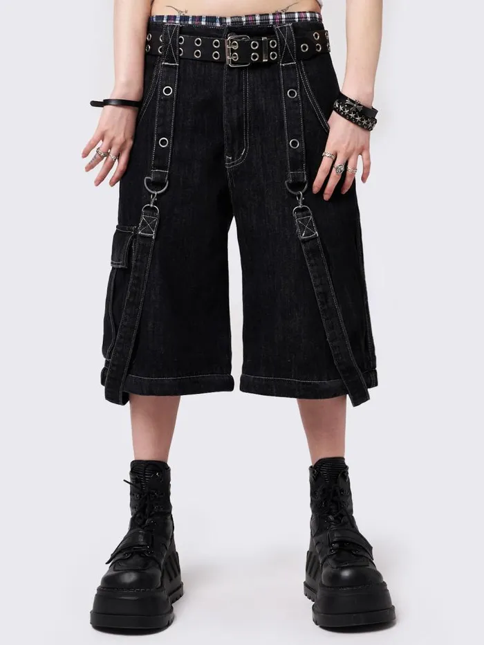Trek Black Wide Leg Cargo Jeans Women Minga London Bottoms