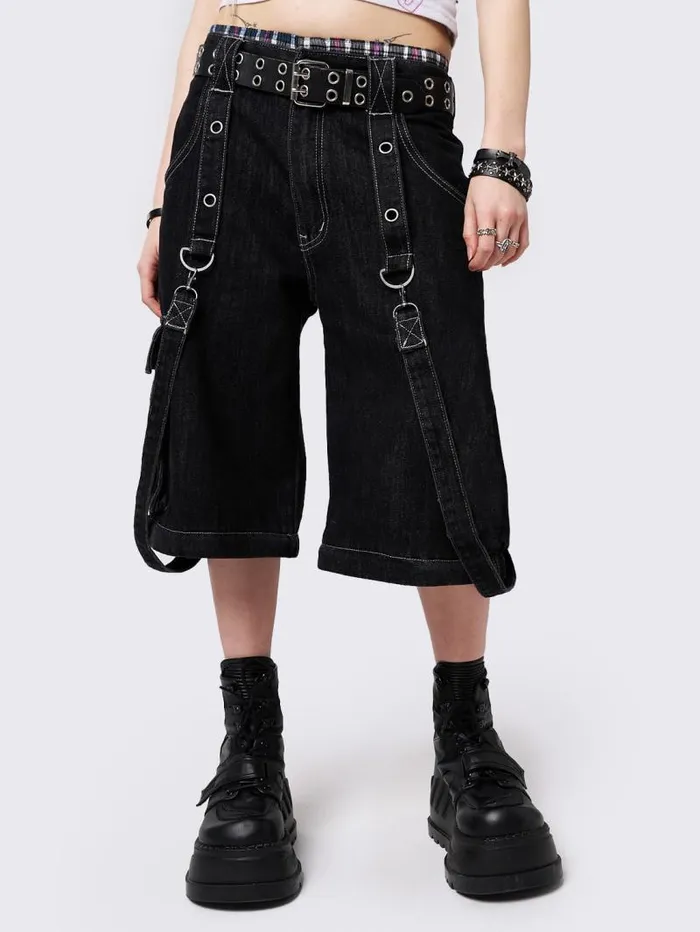 Trek Black Wide Leg Cargo Jeans Women Minga London Bottoms
