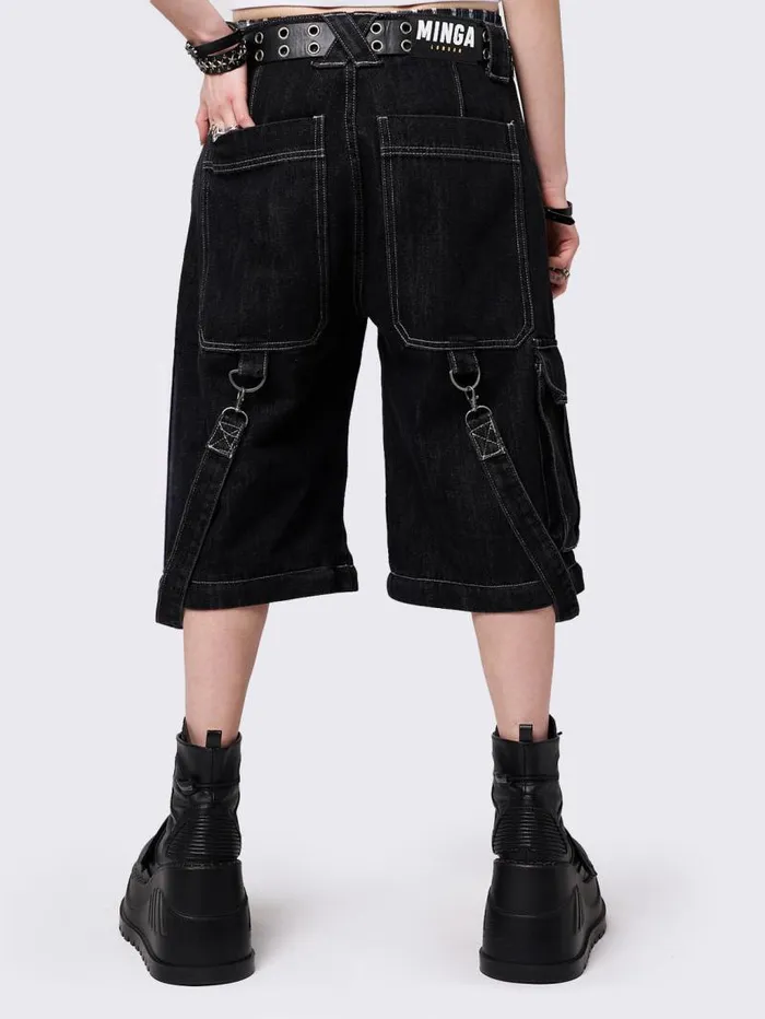 Trek Black Wide Leg Cargo Jeans Women Minga London Bottoms