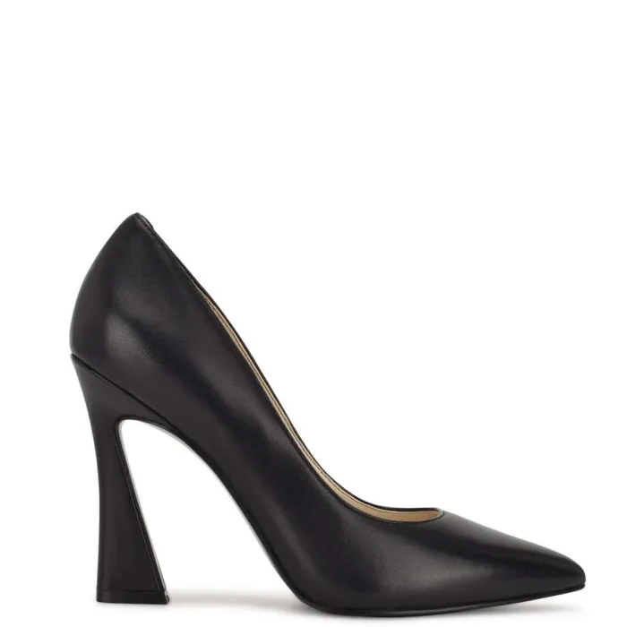 Trendz Pointy Toe Pumps Black Leather Women Nine West Heels
