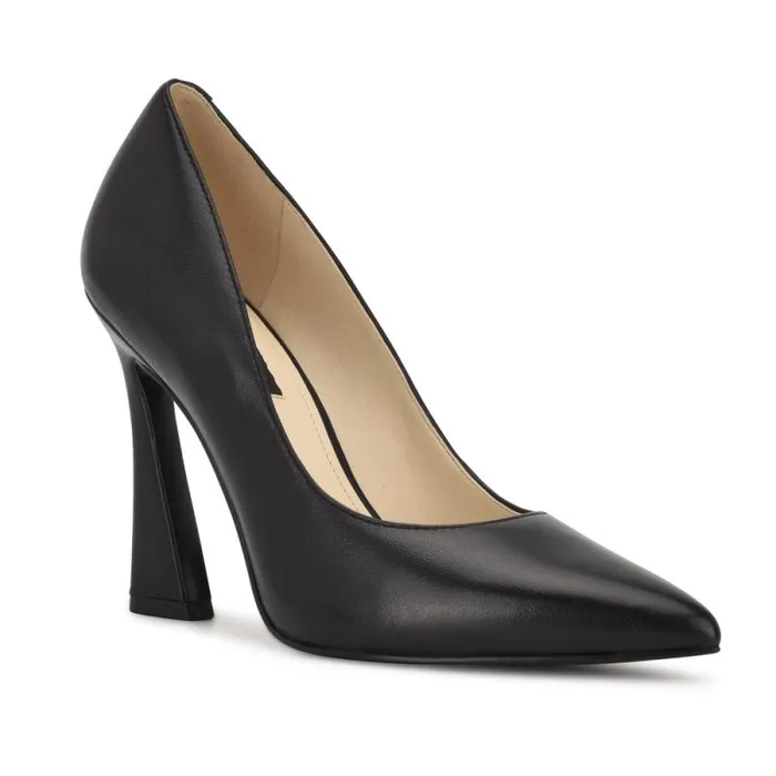 Trendz Pointy Toe Pumps Black Leather Women Nine West Heels Trendz Pointy Toe Pumps Black Leather Women Nine West Heels
