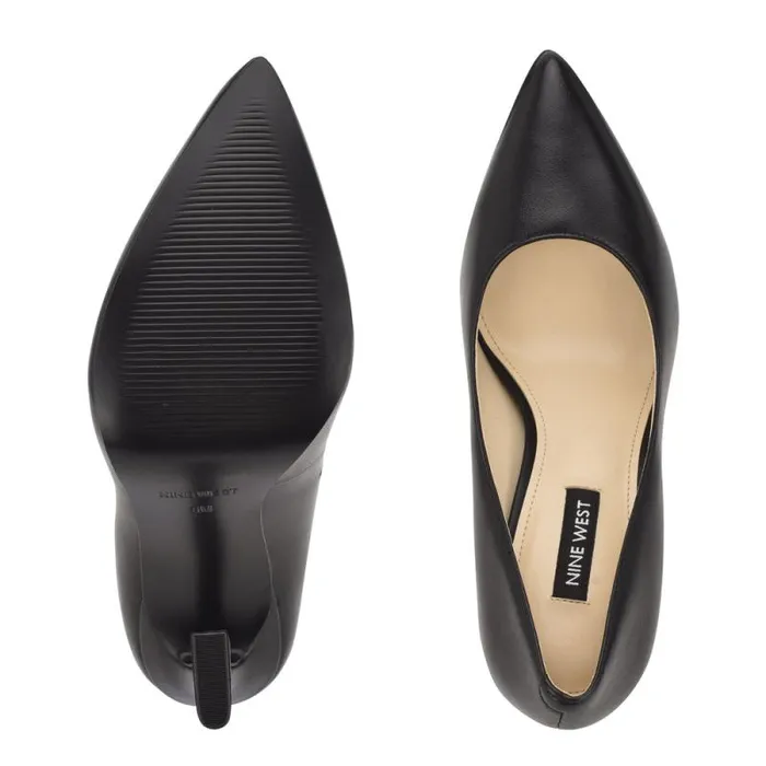 Trendz Pointy Toe Pumps Black Leather Women Nine West Heels Trendz Pointy Toe Pumps Black Leather Women Nine West Heels
