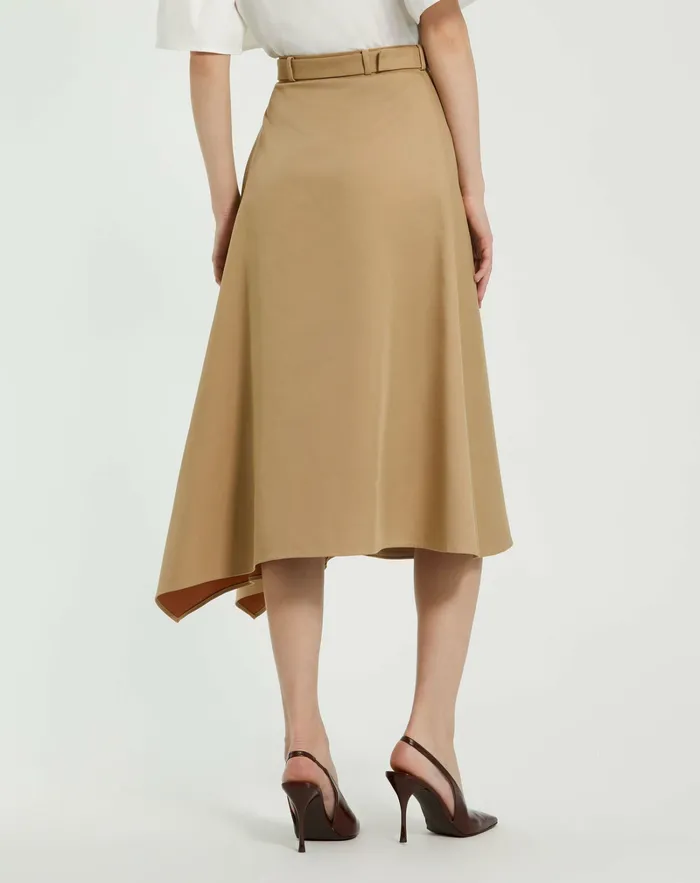 Twill Midi Skirt With Buttons Taupe Women Skirts Mac Duggal