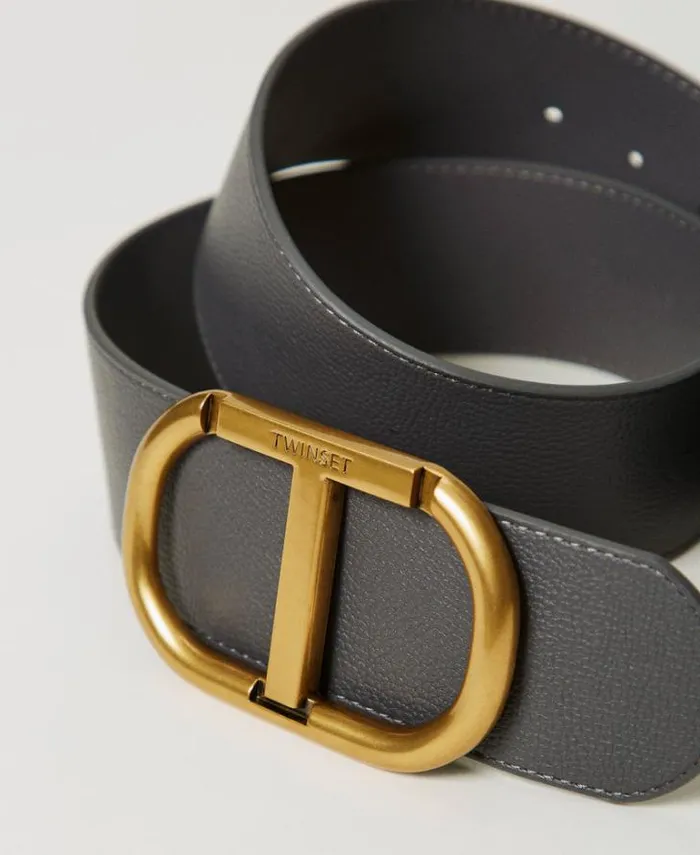Twinset Belts Belt With Oval T Maxi Buckle Grey Stone 8211 Accessories