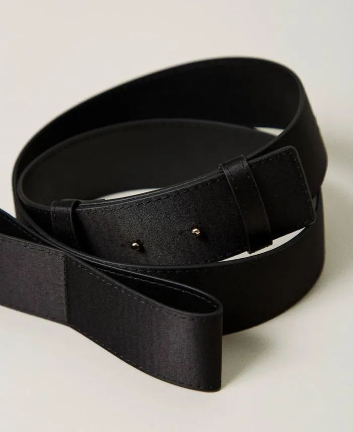 Twinset Belts Satin Belt With Bow Black 8211 Accessories