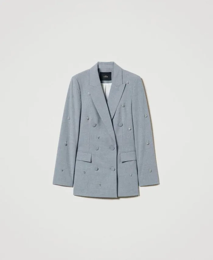 Twinset Blazers Blazer With Handmade Embroidery Melange Grey 8211 Clothing