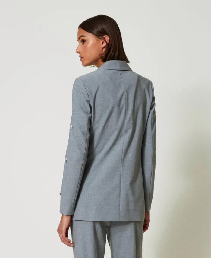 Twinset Blazers Blazer With Handmade Embroidery Melange Grey 8211 Clothing