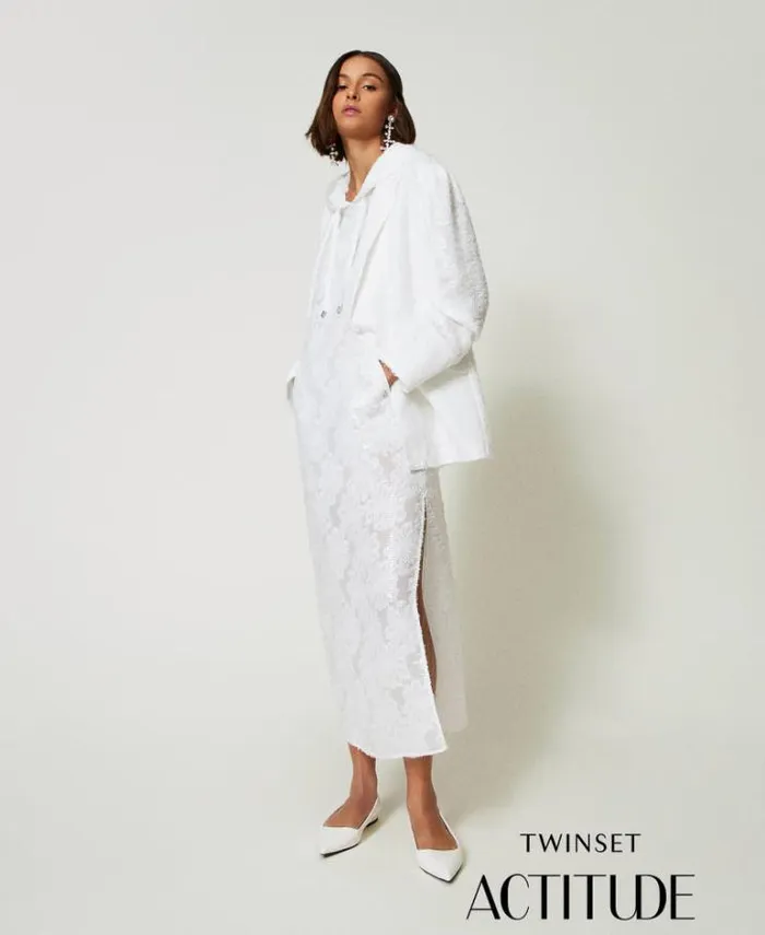 Twinset Blazers Full Sequin Blazer 034papers034 White 8211 Clothing