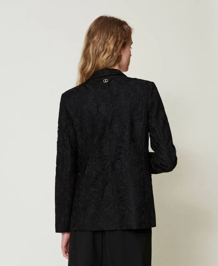 Twinset Blazers Macram Lace Blazer Black 8211 Clothing