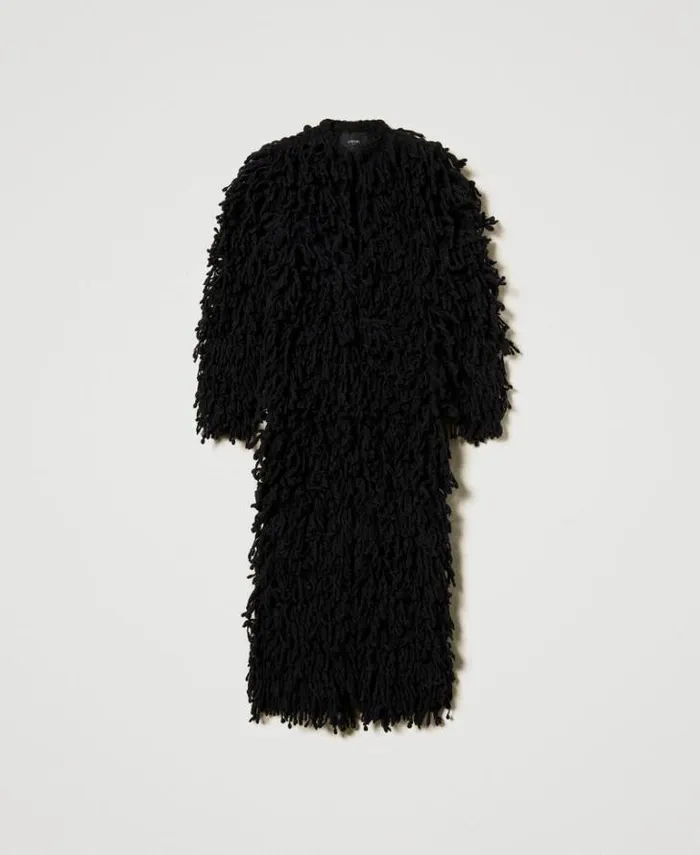 Twinset Coats And Trench Coats 039Elizabeth039 Boucl Knit Coat Black 8211 Clothing