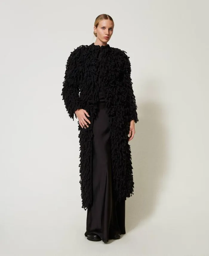 Twinset Coats And Trench Coats 039Elizabeth039 Boucl Knit Coat Black 8211 Clothing