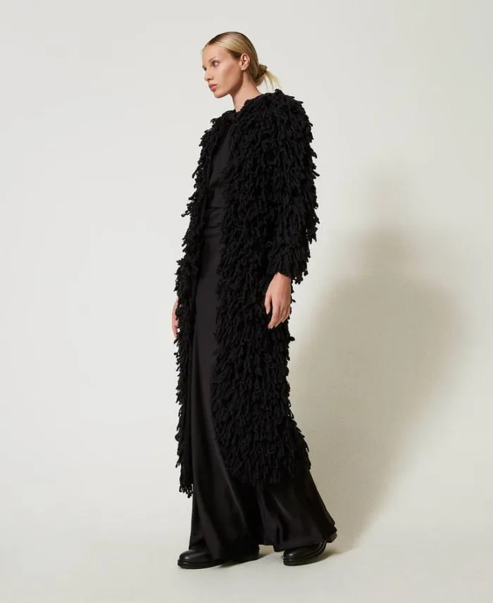 Twinset Coats And Trench Coats 039Elizabeth039 Boucl Knit Coat Black 8211 Clothing