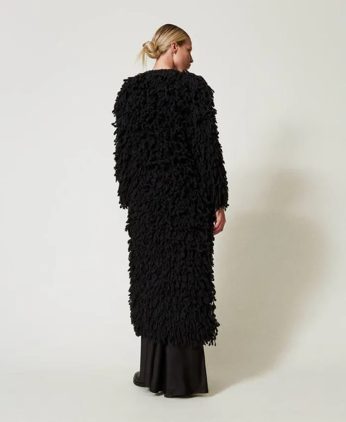 Twinset Coats And Trench Coats 039Elizabeth039 Boucl Knit Coat Black 8211 Clothing