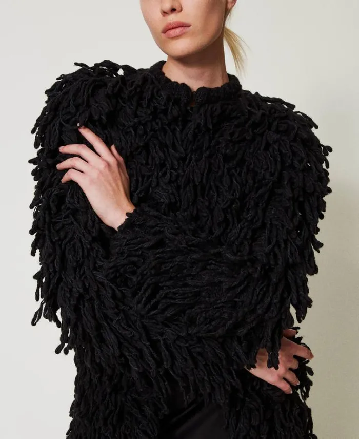 Twinset Coats And Trench Coats 039Elizabeth039 Boucl Knit Coat Black 8211 Clothing