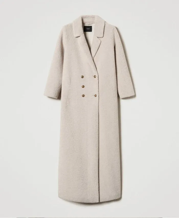 Twinset Coats And Trench Coats Long Doublebreasted Faux Fur Coat 034parchment034 Beige 8211 Clothing