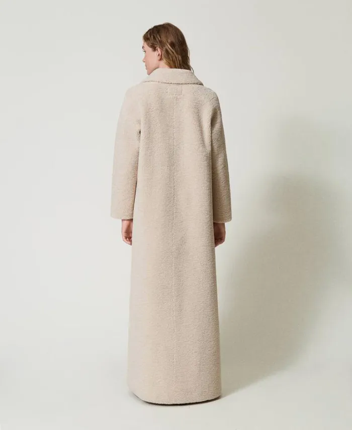 Twinset Coats And Trench Coats Long Doublebreasted Faux Fur Coat 034parchment034 Beige 8211 Clothing
