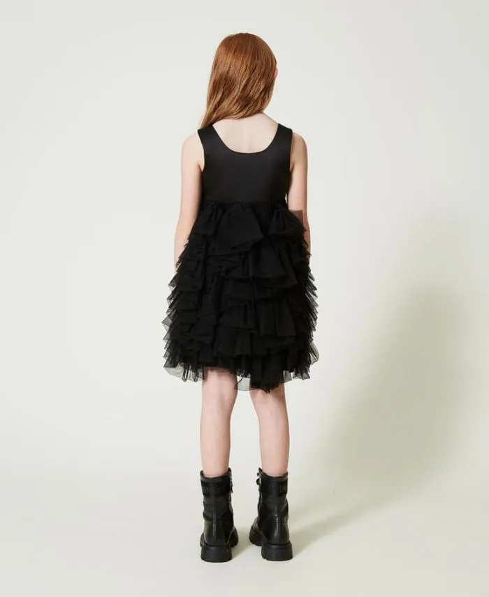 Twinset Dresses Short Dress With Tulle Ruffles Black 8211 Girl