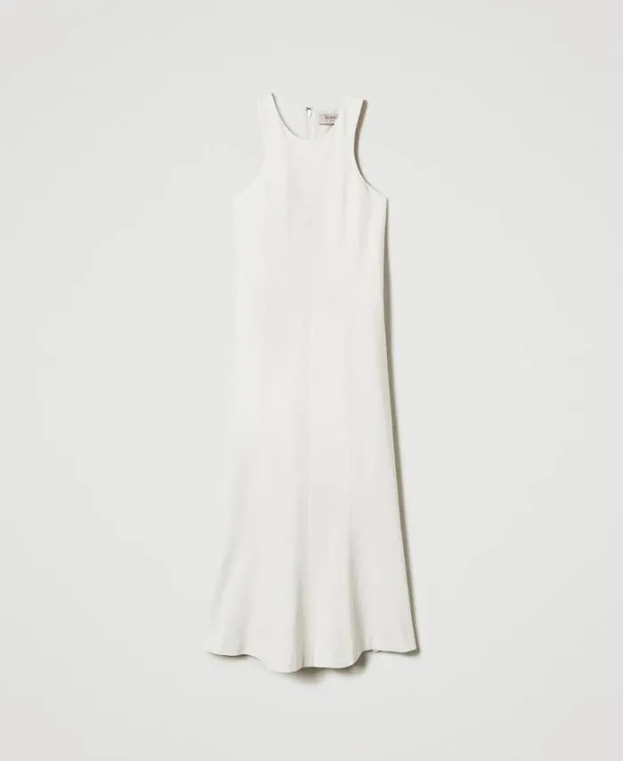 Twinset Elegant Dresses Midi Dress With Halter Neck Old White 8211 Clothing