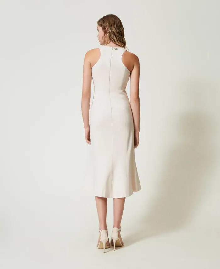 Twinset Elegant Dresses Midi Dress With Halter Neck Old White 8211 Clothing