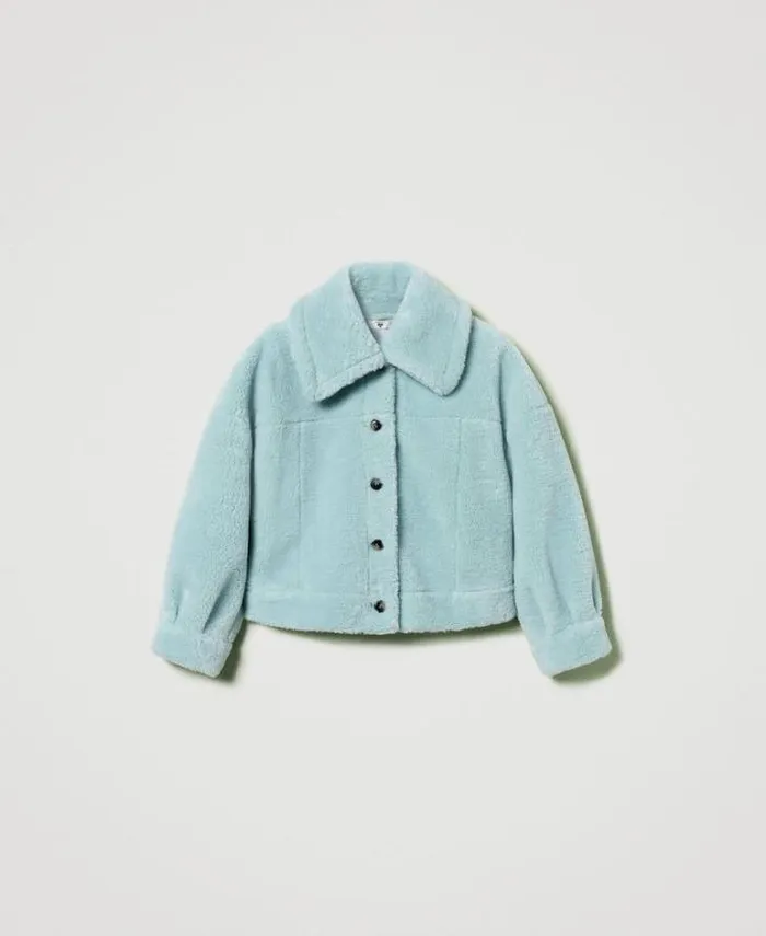 Twinset Jackets And Puffer Jackets Reversible Jacket With Faux Fur Agave Green 8211 Clothing