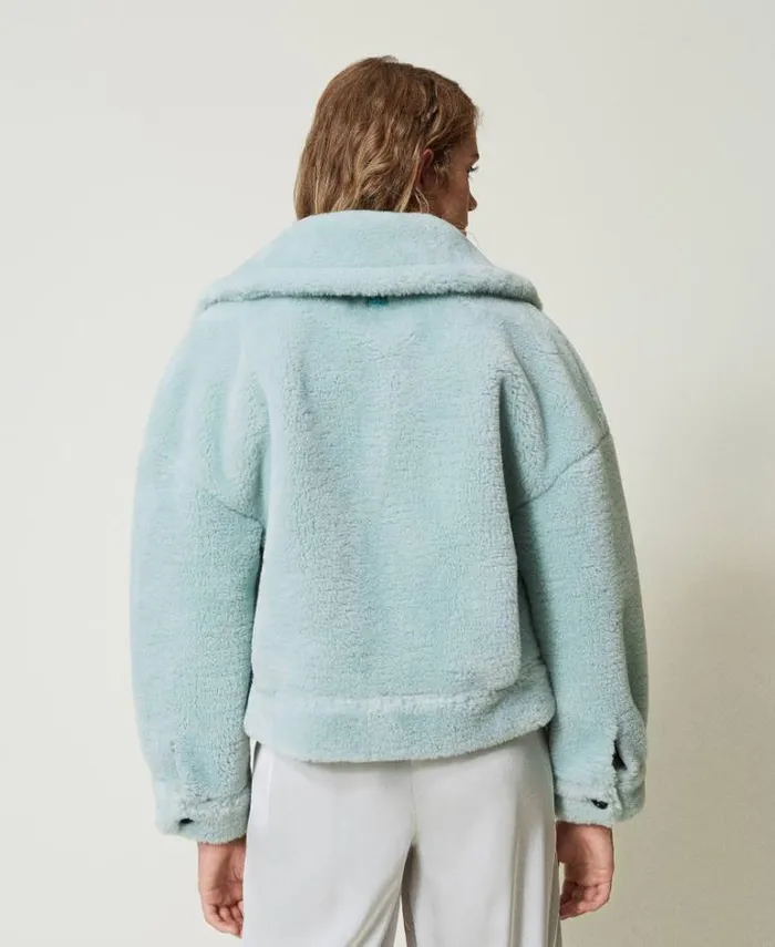 Twinset Jackets And Puffer Jackets Reversible Jacket With Faux Fur Agave Green 8211 Clothing
