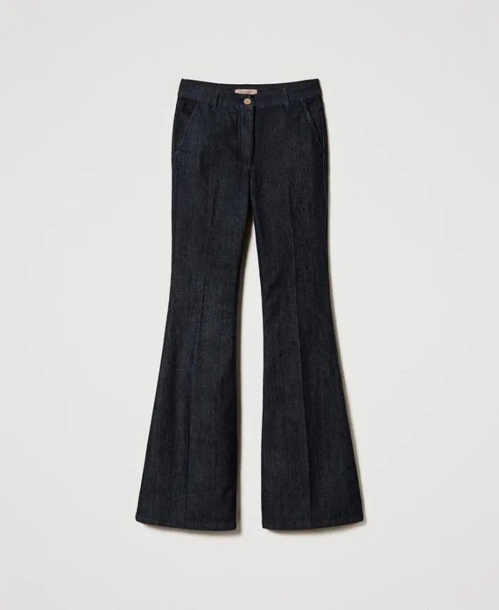 Twinset Jeans Flared Jeans With Permanent Crease Dark Denim 8211 Clothing