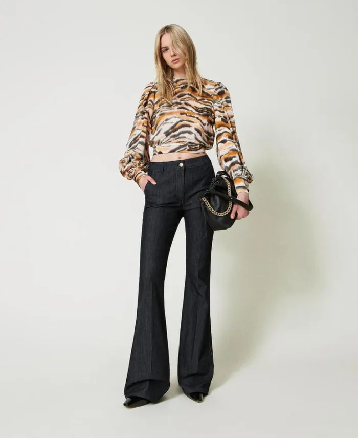 Twinset Jeans Flared Jeans With Permanent Crease Dark Denim 8211 Clothing