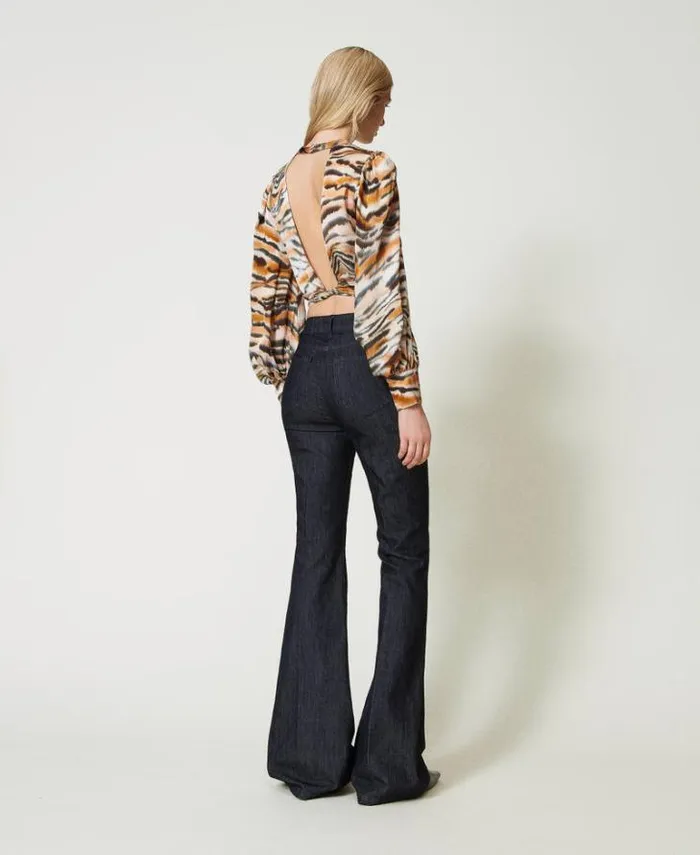 Twinset Jeans Flared Jeans With Permanent Crease Dark Denim 8211 Clothing