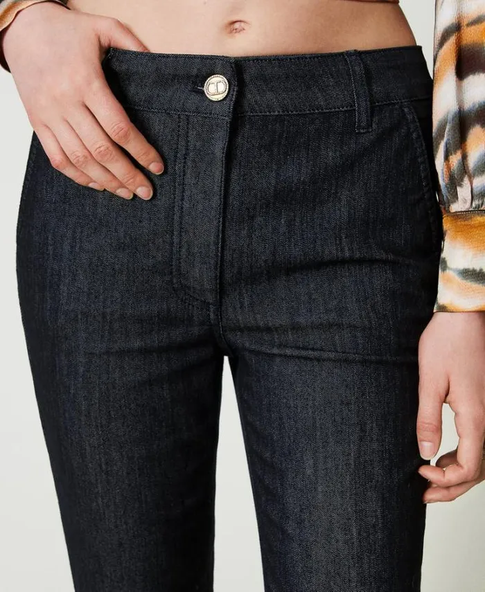 Twinset Jeans Flared Jeans With Permanent Crease Dark Denim 8211 Clothing