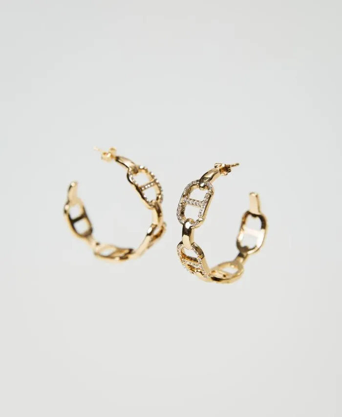 Twinset Jewellery Earrings With Oval T Chain And Rhinestones New Gold 8211 Accessories